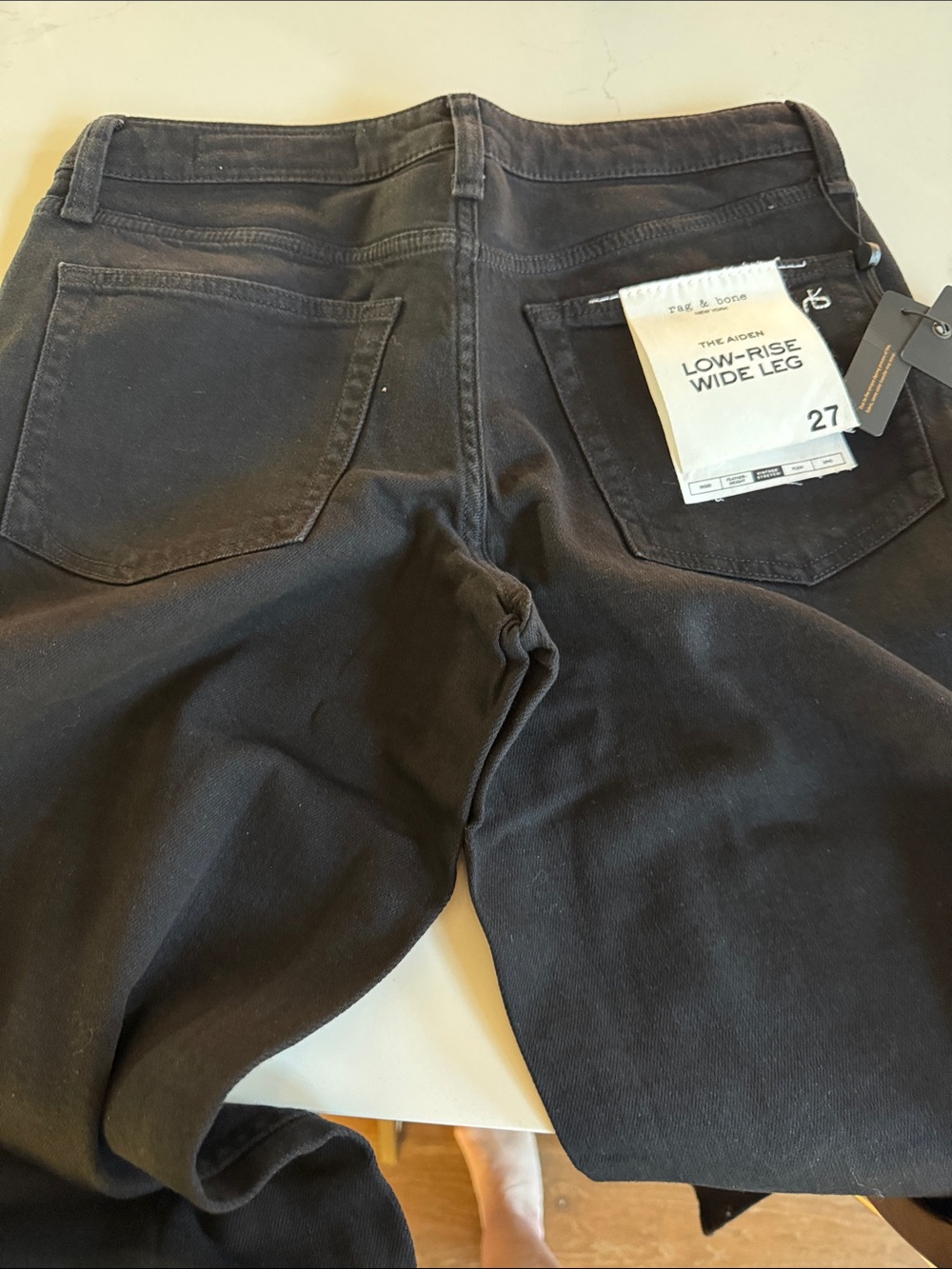 Rag & Bone Aiden Low-Rise Wide-Leg Jeans Black Size 27 NWT - Picture 12 of 13